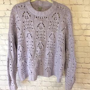 Aerie Lavender Haze Cropped Chunky Knit Oversized Cottagecore Sweater Size S